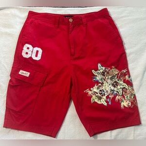 AKOO Men's Vintage Red Cargo Short
with Design - Size 36
